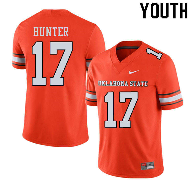 Youth #17 Michael Hunter Oklahoma State Cowboys College Football Jerseys Sale-Alternate Orange